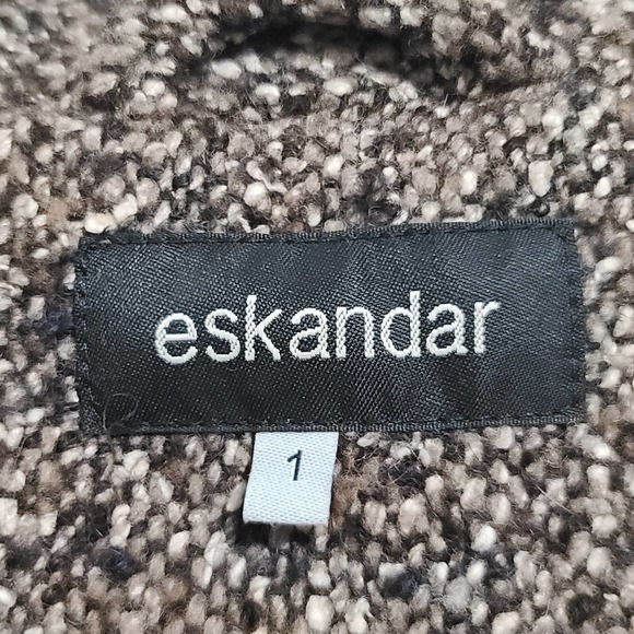 Eskandar Jacket Tweed 1 Lined Wool Blend Brown Black Oversized Lagenlook Boxy - Picture 2 of 14